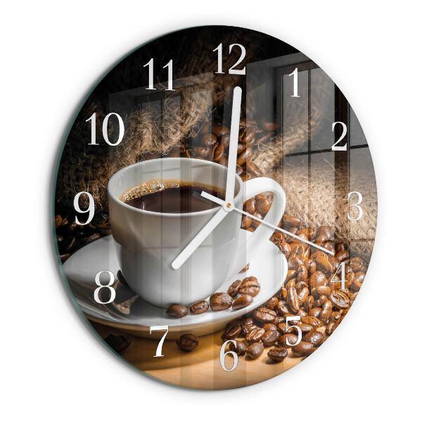 Glas wanduhr Kaffee