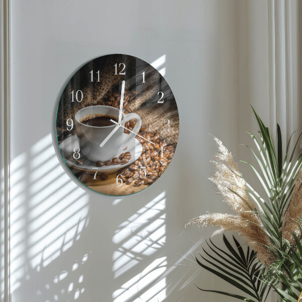 Glas wanduhr Kaffee