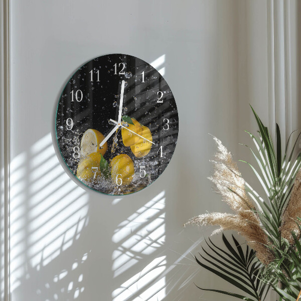 Glas wanduhr Zitronen