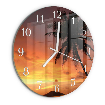 Glas wanduhr Palme