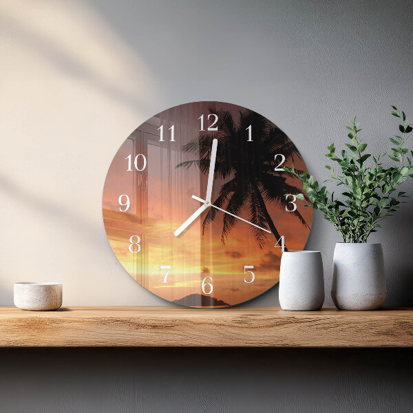 Glas wanduhr Palme
