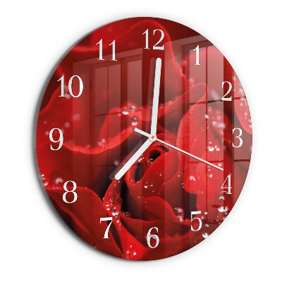 Glas wanduhr Rose