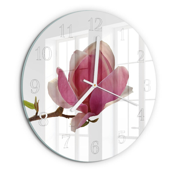 Glas wanduhr Magnolienblüte