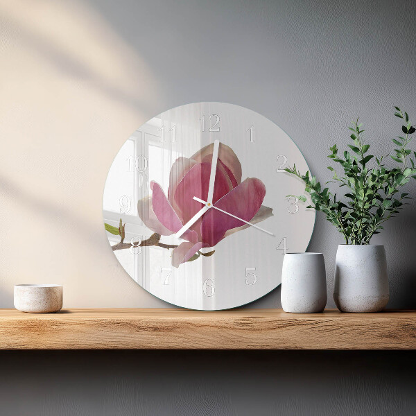 Glas wanduhr Magnolienblüte