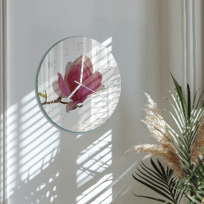 Glas wanduhr Magnolienblüte
