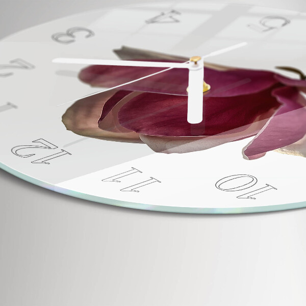 Glas wanduhr Magnolienblüte