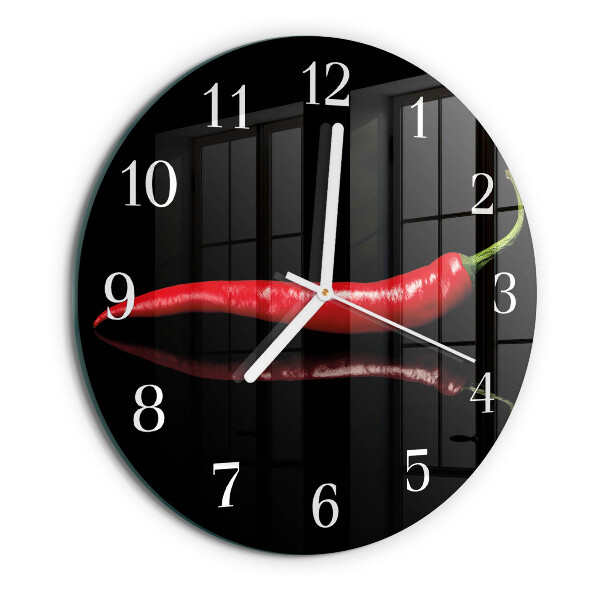 Glas wanduhr Chili-Pfeffer