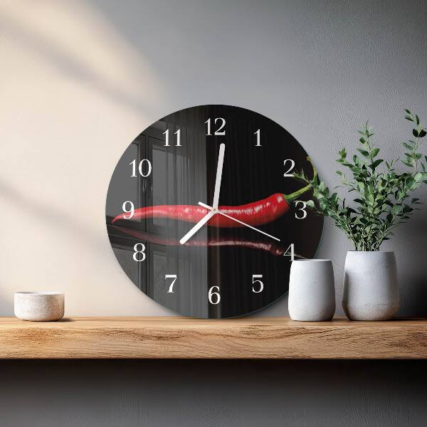 Glas wanduhr Chili-Pfeffer