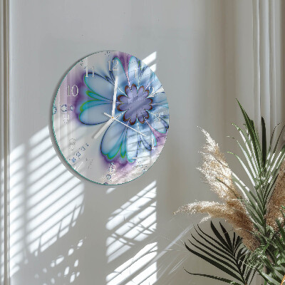 Glas wanduhr Blume