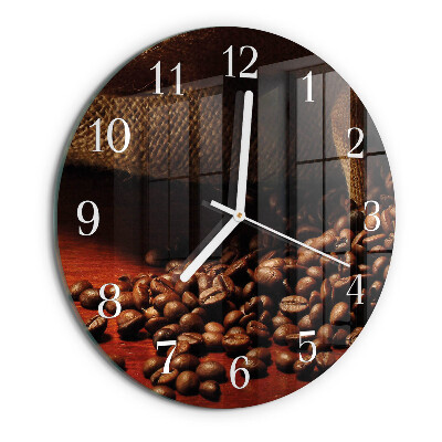 Glas wanduhr Kaffeebohnen