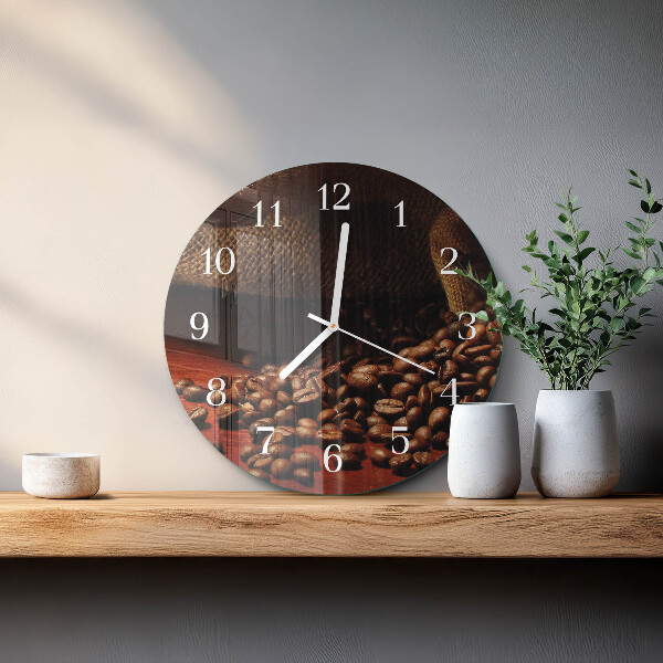Glas wanduhr Kaffeebohnen