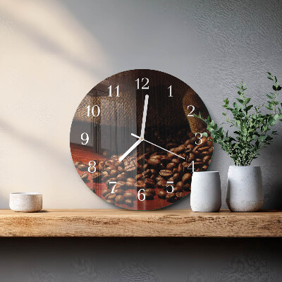 Glas wanduhr Kaffeebohnen