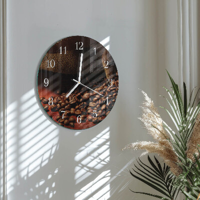 Glas wanduhr Kaffeebohnen