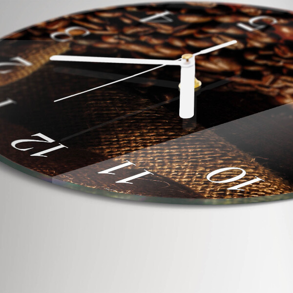 Glas wanduhr Kaffeebohnen