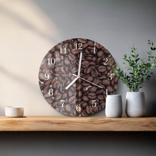 Glas wanduhr Kaffeebohnen