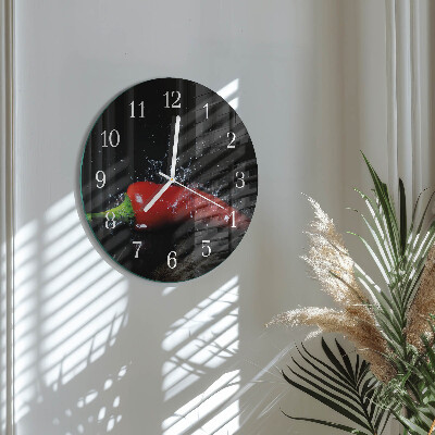 Glas wanduhr Chilischoten