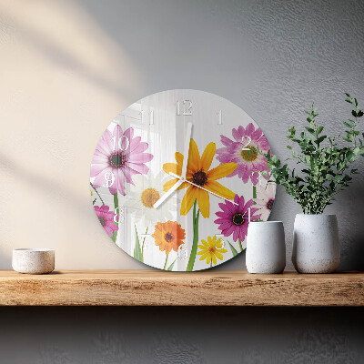 Glas wanduhr Blumen