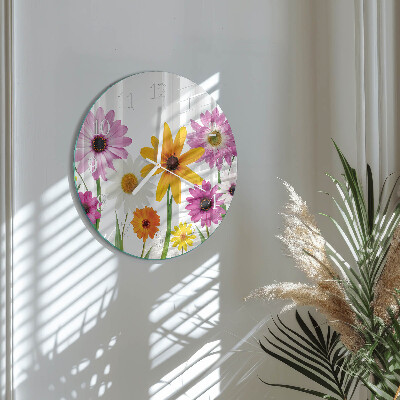 Glas wanduhr Blumen