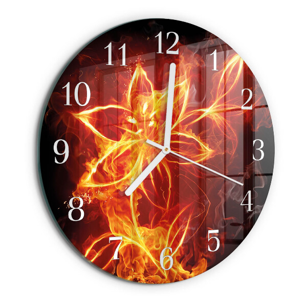 Glas wanduhr Feuerblume