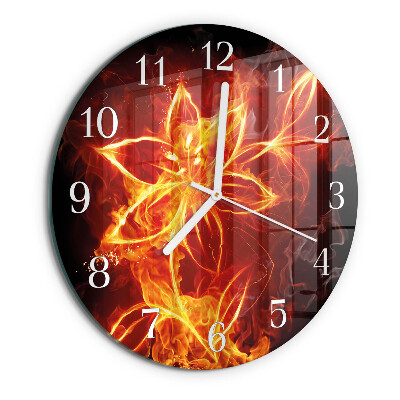 Glas wanduhr Feuerblume