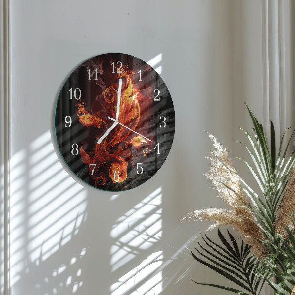Glas wanduhr Feuerblume
