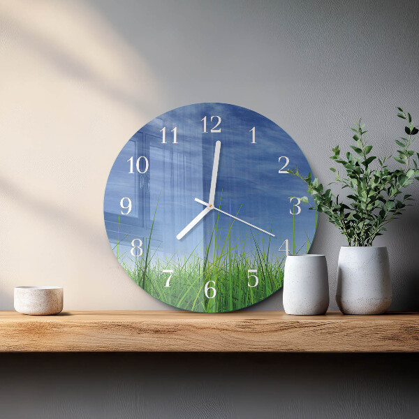 Glas wanduhr Gras
