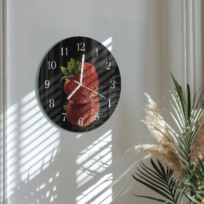 Glas wanduhr Erdbeere