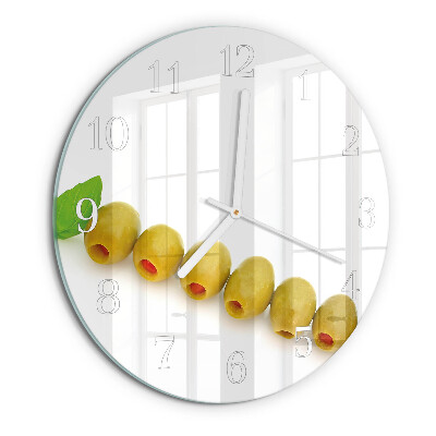 Glas wanduhr Oliven