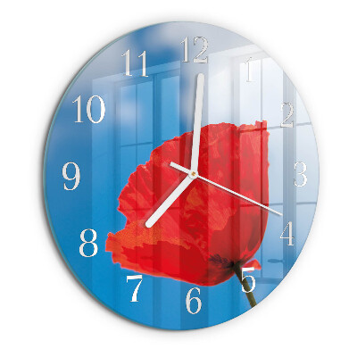Glas wanduhr Mohn