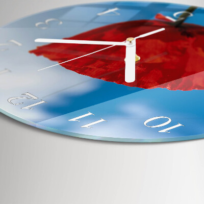 Glas wanduhr Mohn