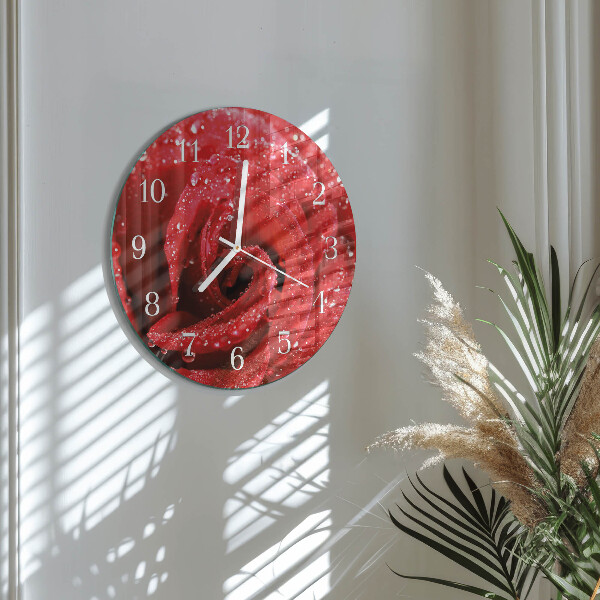 Glas wanduhr Rose