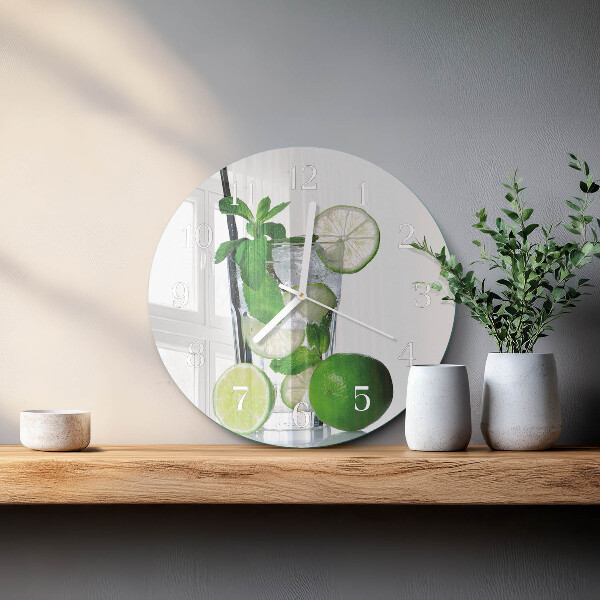 Glas wanduhr Limette und Minze