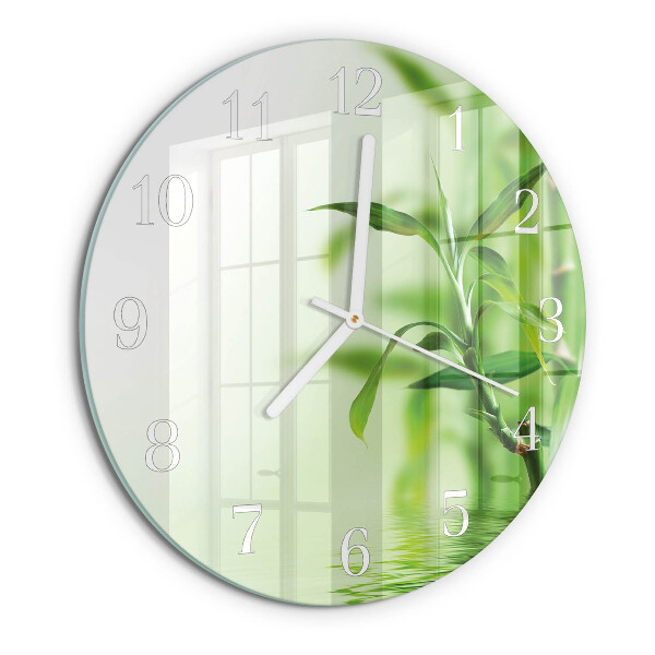 Glas wanduhr Bambus