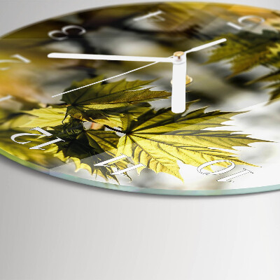 Glas wanduhr Ahornblatt
