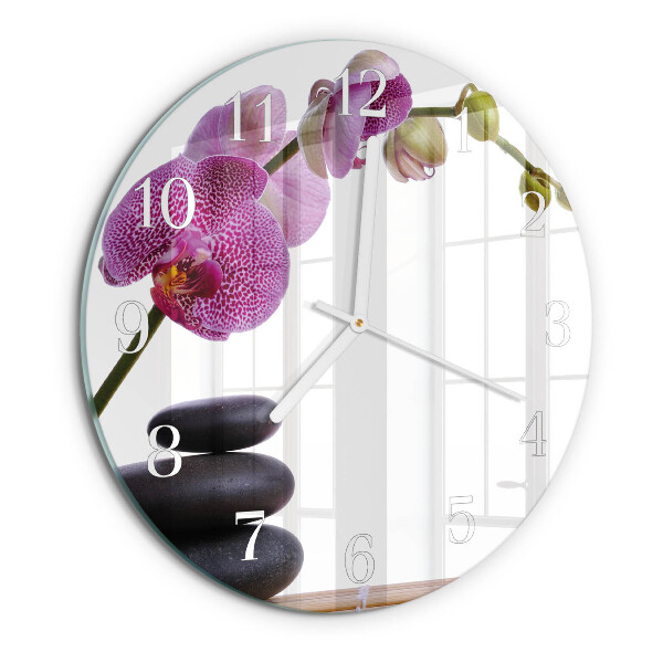 Glas wanduhr Orchidee