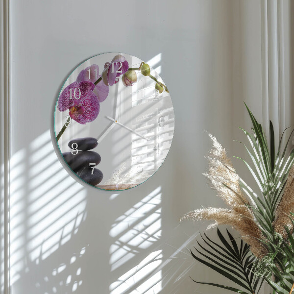 Glas wanduhr Orchidee