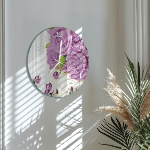 Glas wanduhr Rosen