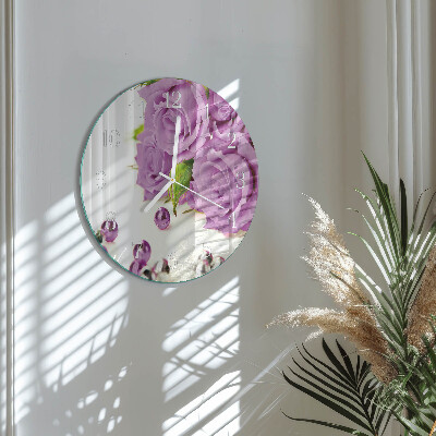 Glas wanduhr Rosen