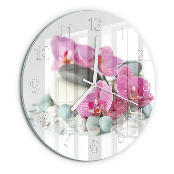 Glas wanduhr Orchideen