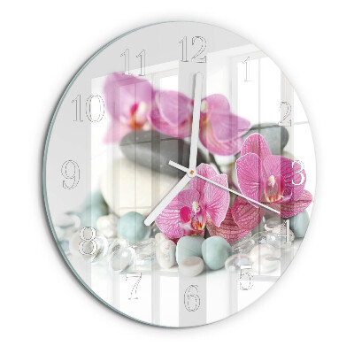 Glas wanduhr Orchideen