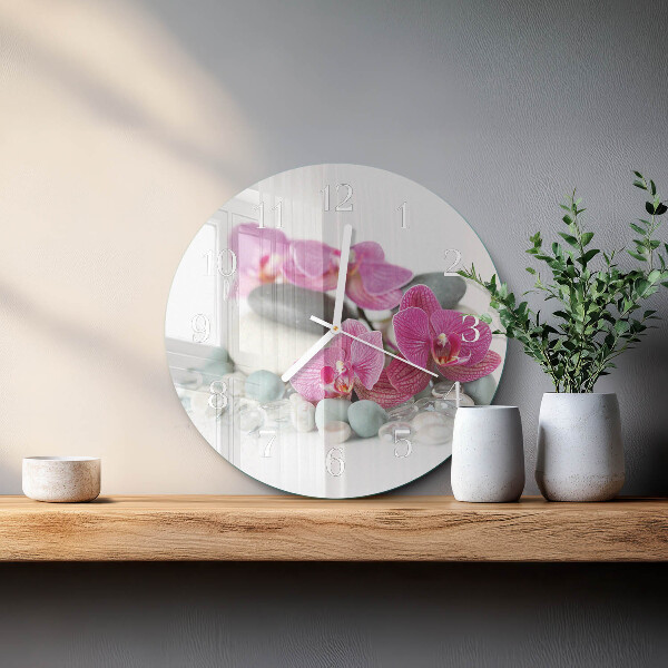Glas wanduhr Orchideen