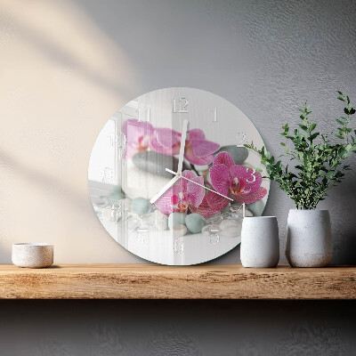 Glas wanduhr Orchideen