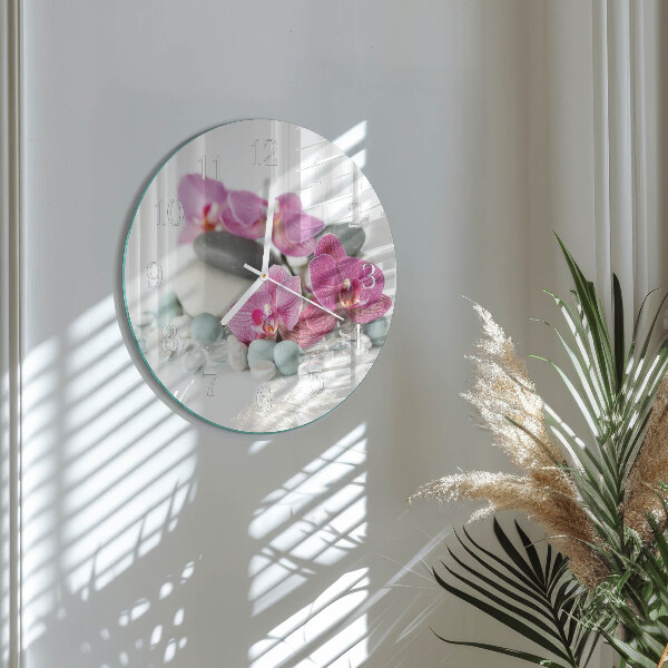 Glas wanduhr Orchideen