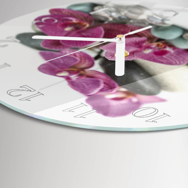 Glas wanduhr Orchideen