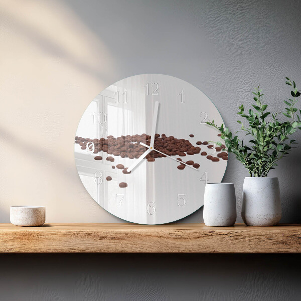 Glas wanduhr Kaffeebohnen