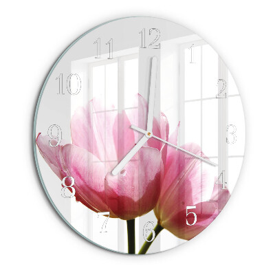 Glas wanduhr Tulpen