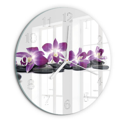 Glas wanduhr Orchidee