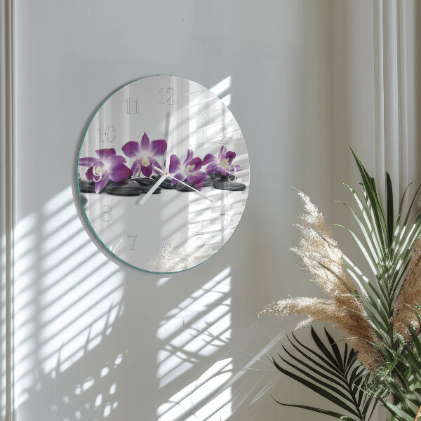Glas wanduhr Orchidee