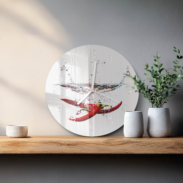 Glas wanduhr Chilischoten
