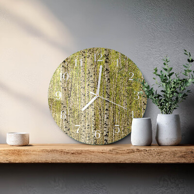Glas wanduhr Birkenwald